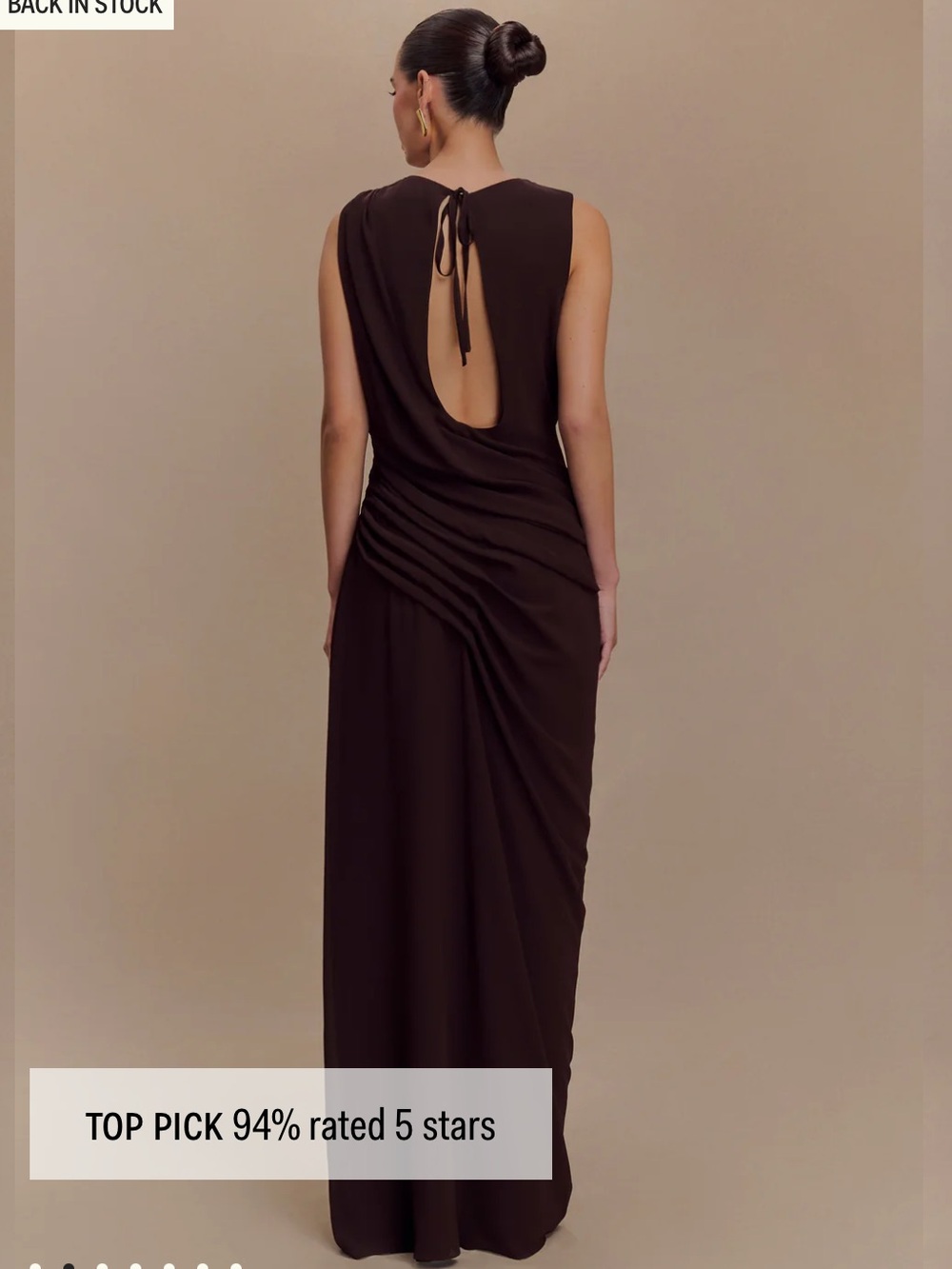 Meshki Dark Brown Draped Maxi Dress - Picture 2 of 3